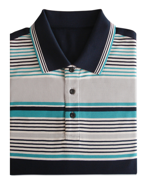 時尚翻領條紋T恤