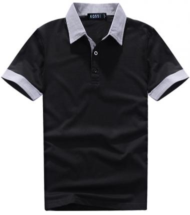 黑色t恤衫，領袖撞色