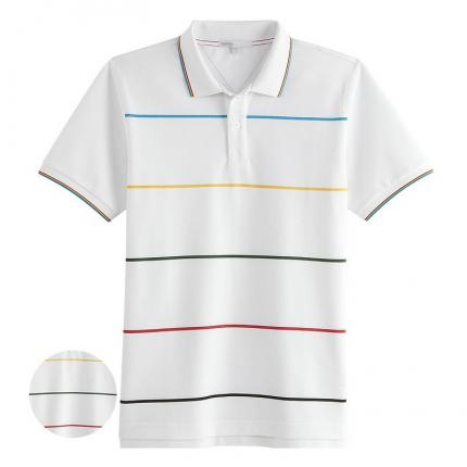 白色印花條紋時(shí)尚T恤衫制作