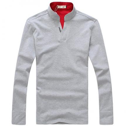 淺花灰色時尚立領長袖T恤衫訂制