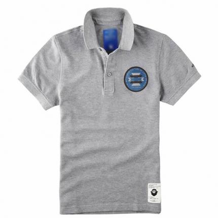 花灰色男款短袖棉質(zhì)POLO衫個(gè)性圖案印制