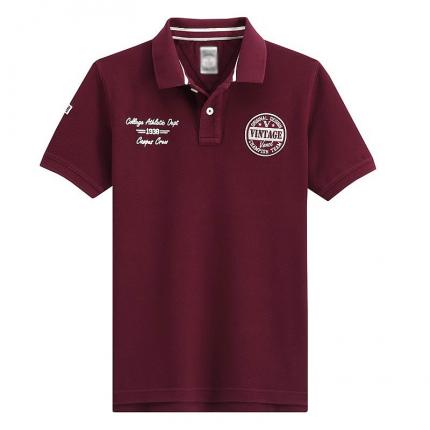 【定制】酒紅色時(shí)尚T恤衫男士短袖款訂制加工