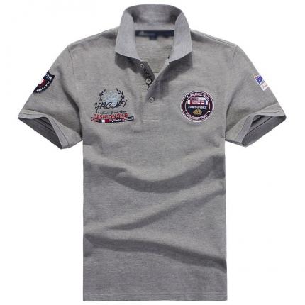 花灰色時(shí)尚男款t恤印制 ，提供刺繡LOGO絲印標(biāo)識(shí)