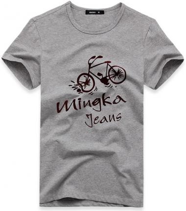 【定制】花灰色時(shí)尚印花圓領(lǐng)T恤衫