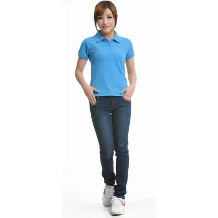 【定制】藍(lán)色女士t恤衫定制加工，免費(fèi)設(shè)計(jì)